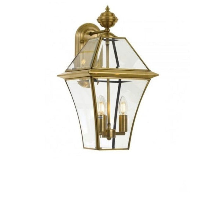 RYE - Ultra Modern Large Solid Brass 3 Light Exterior Wall Bracket With Clear Glass - IP44-telbix RYE EX27-BRS