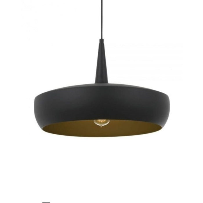 SABRA - Ultra Modern Black Dome 1 Light Pendant Featuring Gold Interior Telbix