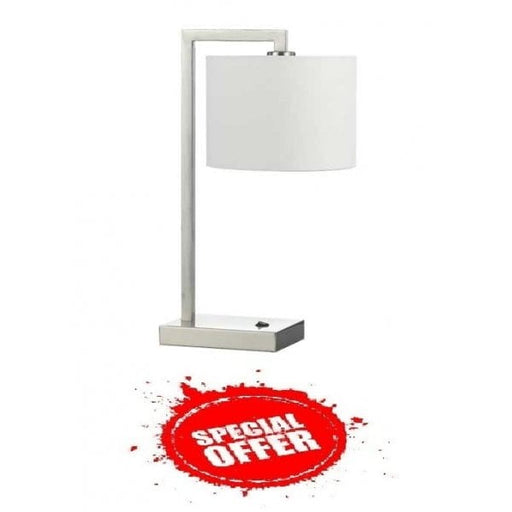 SALA - Nickel Table Lamp With White Linen Shade Telbix
