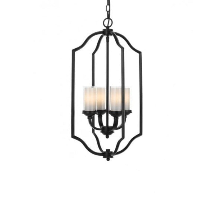 SALTRAM - Stunning Black 4 Light Pendant Featuring Clear & Opal Glass Lens Telbix