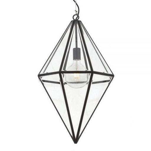 SILVA - Large Black Diamond Shape 1 Light Pendant With Clear Glass-telbix SILVA PE40-BK