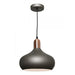 SLOAN - Modern Charcoal Metal Shade 1 Light Pendant Featuring Copper Highlight Cougar