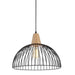 STRAND - Modern Black Caged 1 Light Pendant With Timber Top CLA