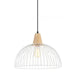 STRAND - Modern White Caged 1 Light Pendant With Timber Top CLA