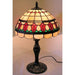 LEADLIGHT - Bronze Metal Base 1 Light Table Lamp With Red Tulip Lead Light Shade Toongabbie
