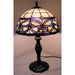 LEADLIGHT - Bronze Metal Base 1 Light Table Lamp With Blue & Purple Lead Light Shade Toongabbie