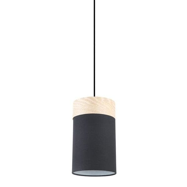 TAMBURA Small Modern Black Cloth Shade Oblong Pendant Featuring Blon