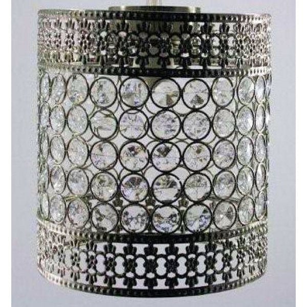 DIY - Large Round Satin Chrome 1 Light DIY Ceiling Fixture With Clear Beads Toongabbie