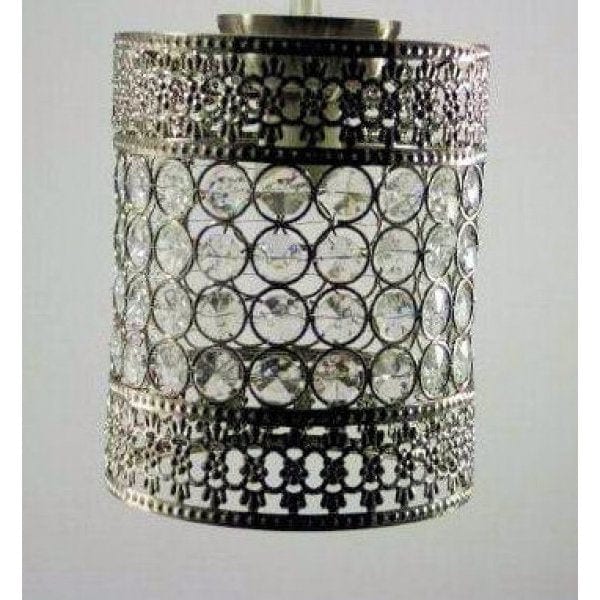 DIY - Small Round Satin Chrome 1 Light DIY Ceiling Fixture With Clear Beads Toongabbie