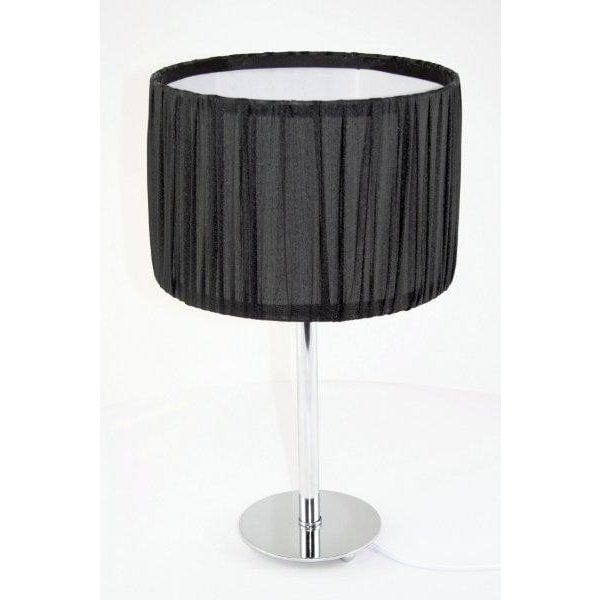 TABLE - Modern Chrome Metal Base Table Lamp With Black Pleated Drum Shade Toongabbie