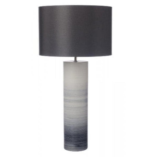 TABLE - Modern Black & White Glass Base 1 Light Table Lamp Featuring Black Fabric Shade Toongabbie