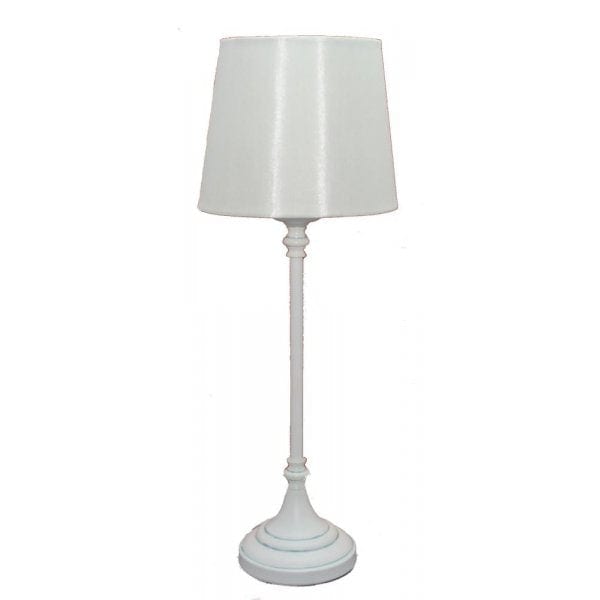 TABLE - Stunning White French Provincial Base 1 Light Table Lamp Featuring White Fabric Shade Toongabbie