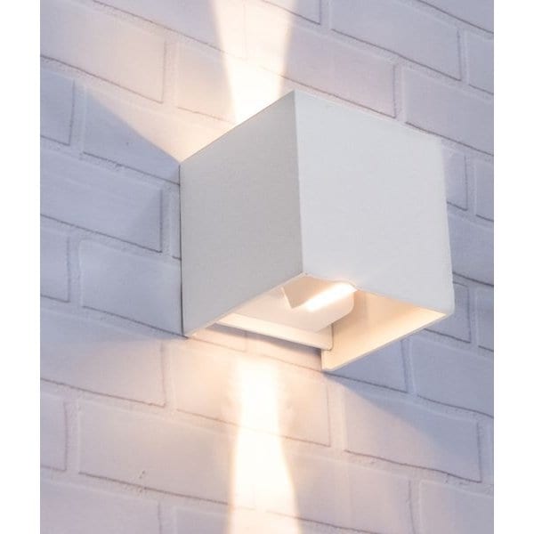 TOCA - Modern White Powder Coated Aluminium Square 6.8W Warm White Exterior Up/Down Wall Light With Adjustable Beam Angle - IP54 CLA