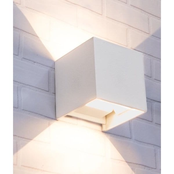 TOCA - Modern White Powder Coated Aluminium Square 6.8W Warm White Exterior Up/Down Wall Light With Adjustable Beam Angle - IP54 CLA