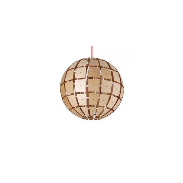 TORINO - Large Modern 1 Light Wood Veneer Laser Cut Ball Pendant - 600mm Florentino