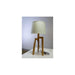 TRIPOD - Modern Wood 1 Light Table Lamp Featuring Beige Shade & Cord Florentino