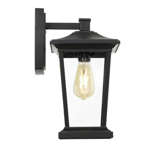 WALTON - Modern Square Black Exterior Coach Wall Light With Clear Lens - IP44 Telbix