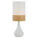White Table Lamp With White & Oak Shade