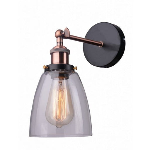 WALL - Traditional Style Black & Antique Bronze Interior Wall Light With Clear Glass Diffuser Toongabbie